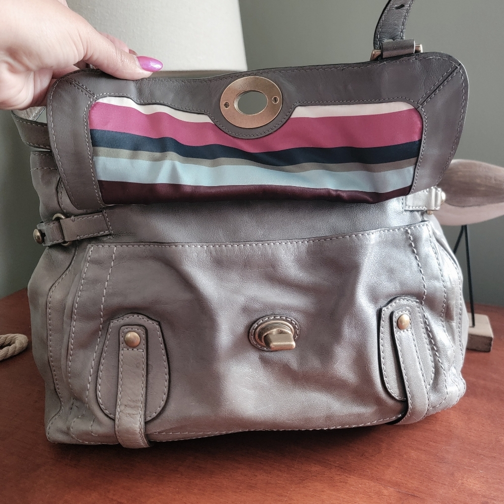 Coach 12705 Garcia Satchel Gray Olive Green Leather Y2K Brass Hardware Bag - Picture 2 of 16